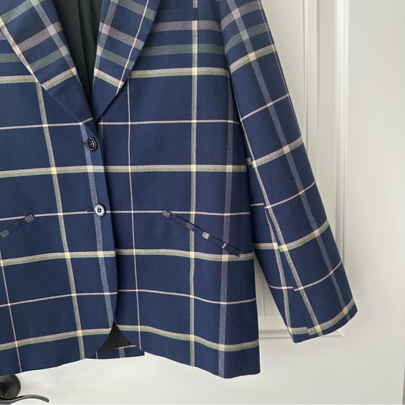 Stine Goya Vina Checked Blazer in Tartan Navy - Picture 7 of 12